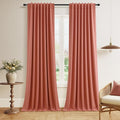 Guken Coral 100% Blackout Linen Curtains 108 Inch Length 2 Panels Set by Guken