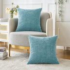 MIULEE Pack of 2 Smoke Blue Throw Pillow Covers 16x16 Inch Soft Chenille Pillow - Image 5