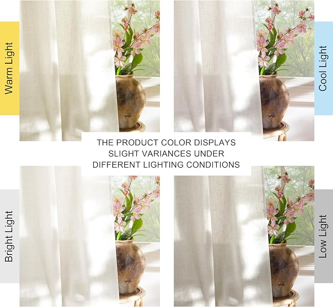 NICETOWN Linen Burlap Bedroom Curtains Natural, Rustic Rod Pocket & Back Tab - Image 8