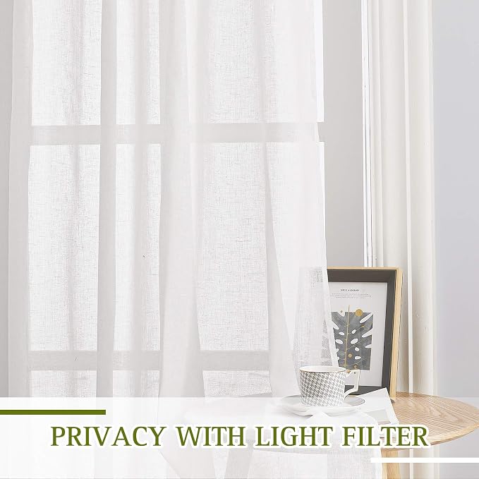 NICETOWN White Sheer Living Room Curtains 96 inches Long, Grommet Semi Sheer - Image 3