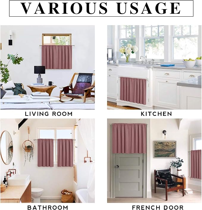 RYB HOME Kitchen Blackout Curtains Over Sink 36 inch Length, Rod Pocket Summer - Image 7