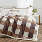 PU MEI Sherpa Blanket Twin Plaid Thick Bed Blanket, 60”*80” Super Soft Flannel - Image 2