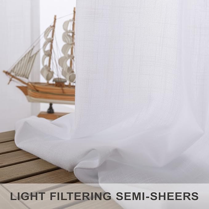Pitalk White Linen Curtains 36 Inch Wide - Image 4