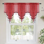 Molaxhome Swag Curtain 51 inch Length Rod Pocket Scalloped Curtain Valance by Molaxhome