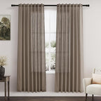 Nanspring Dark Taupe Linen Curtains 80 Inches Length by Nanspring