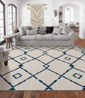 YIHOUSE Boho Rugs for Living Room, 8x10 Western Beige and Blue Area Rug by YIHOUSE