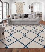 YIHOUSE Boho Rugs for Living Room, 6x9 Western Beige and Blue Area Rug - Image 8