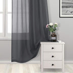 DWCN Dark Gray Sheer Curtains Semi Transparent Voile Rod Pocket Curtains - Image 3