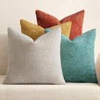 MIULEE Pack of 4 Couch Throw Pillow Covers 18x18 Inch Neutral Orange/Teal Soft by MIULEE
