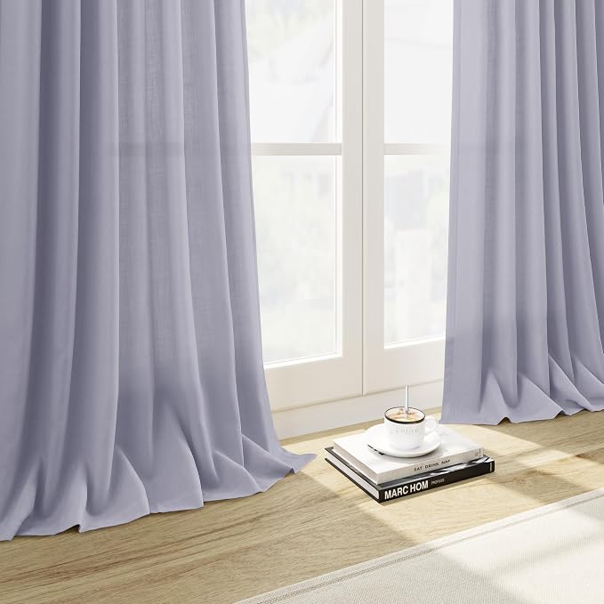 Nanspring Lavender Purple Linen Curtains 102 Inches Long - Image 5