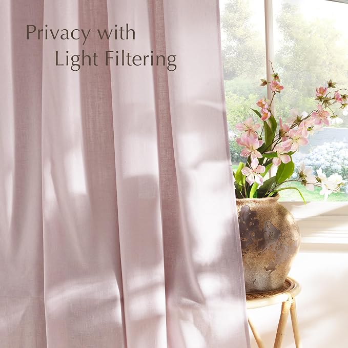 NICETOWN Thick Linen Blush Pink Curtains 2 Panels - Image 3