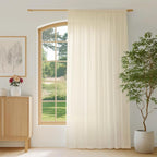 FMFUNCTEX Sheer Non-See-Through Butter Cream Curtains - Image 2