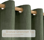 LAMIT Olive Green Linen Sheer Curtains 95 inch - Image 2