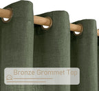 LAMIT Olive Green Linen Curtains 84 inch Length, Soft Linen Textured Light - Image 2