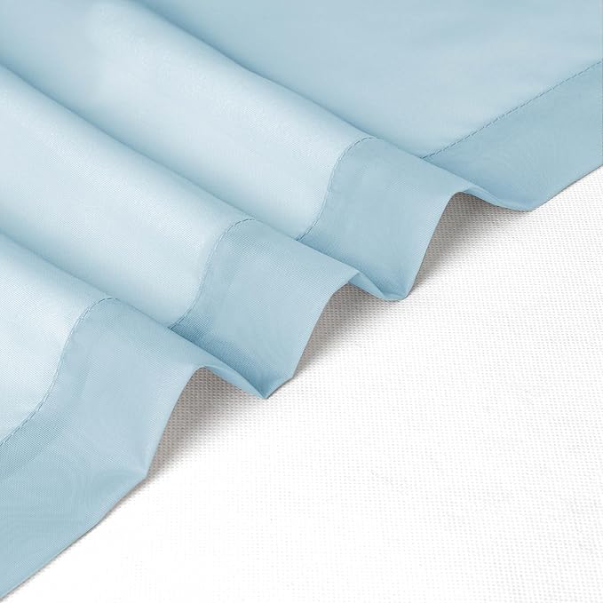 Chyhomenyc Light Blue Sheer Curtains 72 Inch Length 2 Panels, Light Filtering - Image 9