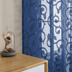 OWENIE Furman Blue Sheer Curtains 45 Inch Length 2 Panels Set by OWENIE