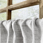 Oindec Faux Linen Kitchen Curtains 24 Inch Length Cafe Curtain Tiers - Image 6