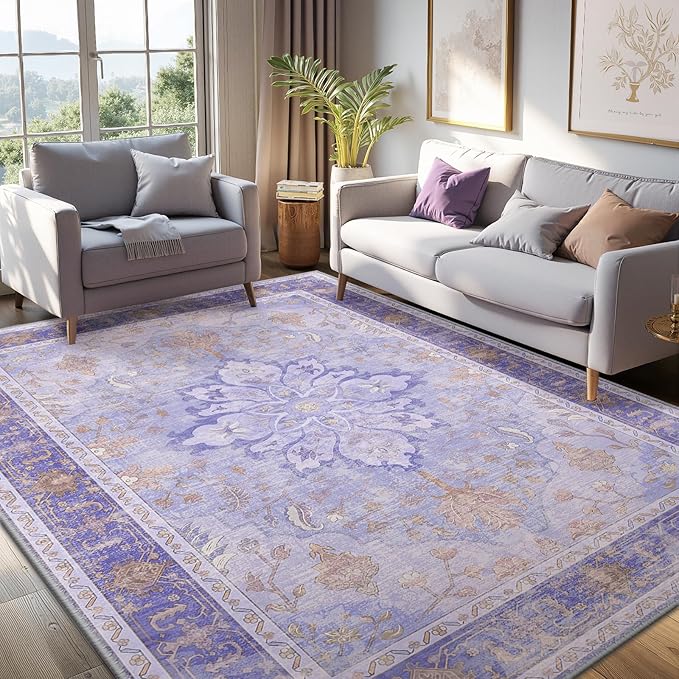 RELEANY Area Rugs 5'x7' Washable Non-Slip, Floral Vintage Distress Print - Image 3