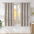 NICETOWN Angora Faux Linen Room Darkening Rod Pocket Curtains 63 inch Length by NICETOWN