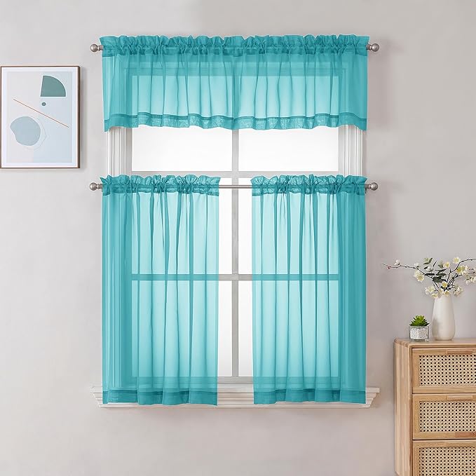 Chyhomenyc Sheer Valances for Windows 2 Pack, Small Window Curtains for Living - Image 2