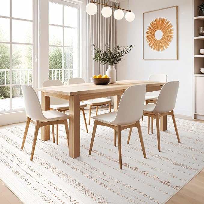 Nakagishi 6x8 Area Rugs Living Room: Washable Boho Large Neutral Soft Farmhouse - Image 4