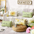 AVOIN colorlife Home Sweet Home Spring Summer Flowers Green Throw Pillow Covers - Image 2