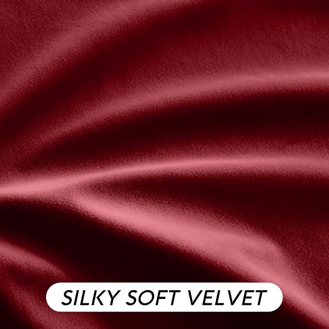 RYB HOME Red Velvet Curtains 84 inches- Room Darkening Curtains Heavy Duty - Image 7