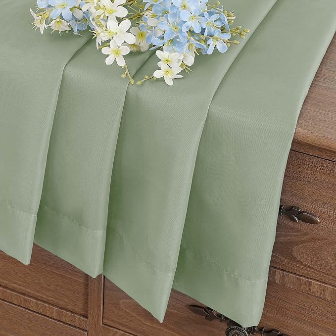 Sage Green Sheer Curtains Tier 30 Inches Length 2 Panels, Light Filtering - Image 6