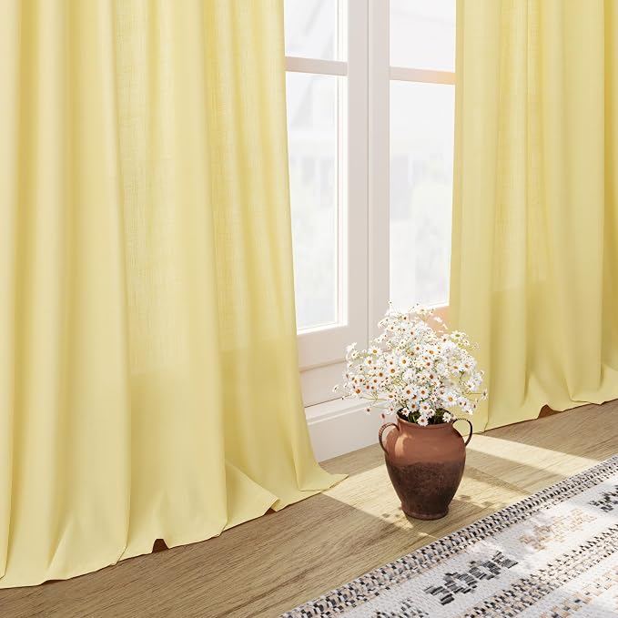Nanspring Yellow Linen Curtains 80 Inches Long - Image 6