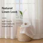 Simplebrand Natural Linen Textured Sheer Curtains 72 inches Long 2 Panels - Image 3