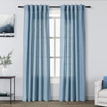 Blue Linen Blend Drapes 84 Inch Length 2 Panels Set Back Tab Rod Pocket Light by Nanspring