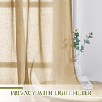 NICETOWN Sheer Linen Curtains for Sliding Glass Door, Grommet Semi Sheer Linen - Image 5
