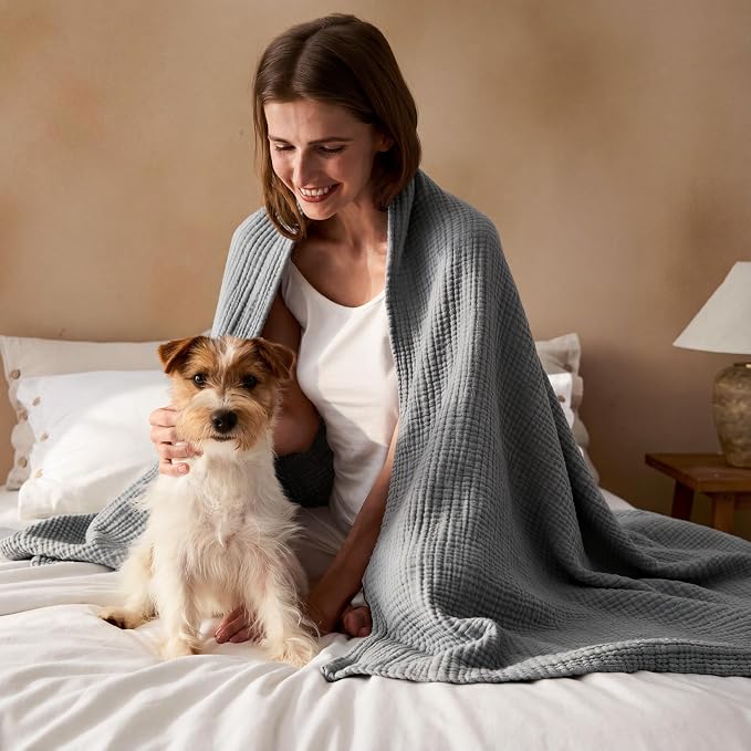 Bedsure 100% Cotton Muslin Throw Blanket Large 50x70 Inches - Image 8