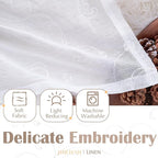 jinchan Linen Valance for Window Embroidered Farmhouse Light Filtering Voile - Image 3