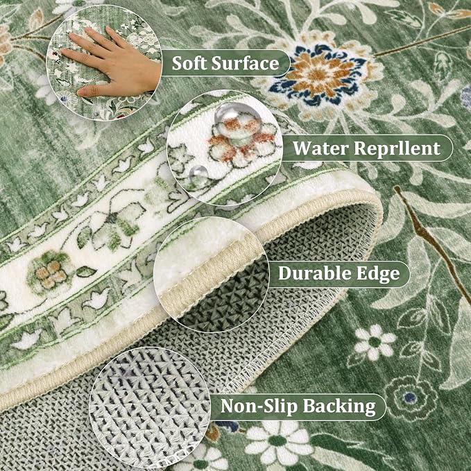 Yamaziot Washable Runner Rug 2x7 – Non Slip Boho Floral Hallway Runner Rug - Image 6