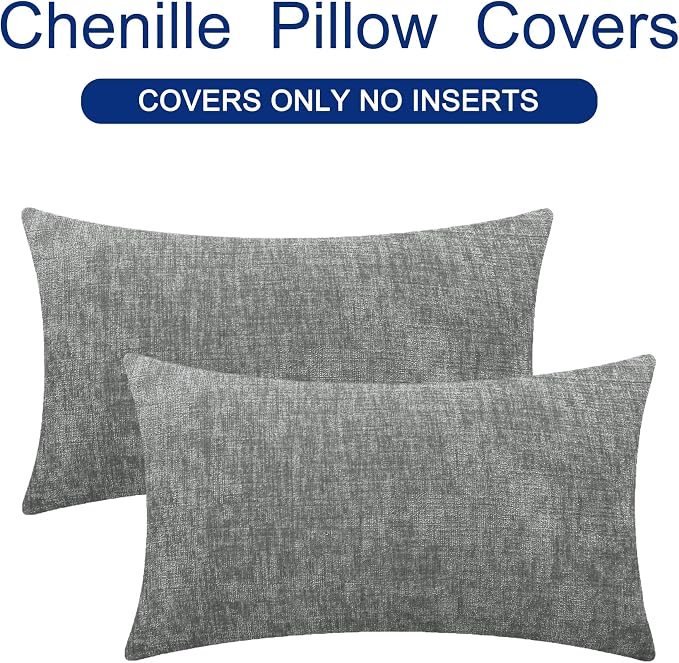 CaliTime Throw Pillow Covers Decorative 16 X 26 Inches Pack of 2 Cozy Chenille - Image 6