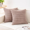 Pack of 2 Corduroy Decorative Throw Pillow Covers 16x16 Inch Soft Striped by Unknown