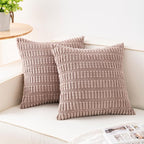 Pack of 2 Corduroy Decorative Throw Pillow Covers 26x26 InchSoft Striped Pillow by Unknown