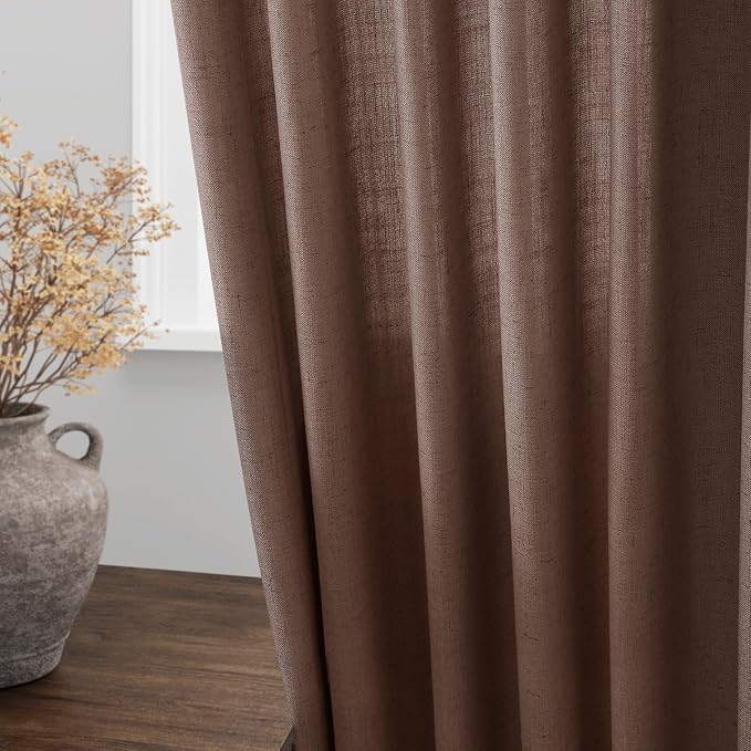 Nanspring Mocha Mousse Curtains 90 Inch Length 2 Panel Set Back Tab Rod Pocket - Image 4