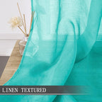 Tollpiz Sheer Tier Curtain Linen Textured Half Kitchen Curtains Sheer Light - Image 2