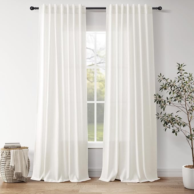 Nanspring Neutral Linen Curtains 108 Inches Long by Nanspring