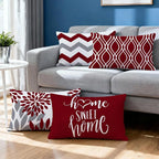 Hexagram Geometric Burgundy Pillow Covers 12x20 Set of 4, Decorative Outdoor - Image 2