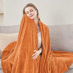 inhand Rust Fleece Twin Blanket, Super Soft Flannel Cozy Blankets - Image 6