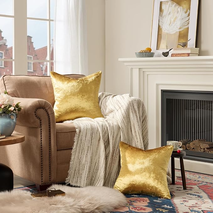 GIGIZAZA Gold Velvet Decorative 20x20 Throw Pillow Covers - Image 9