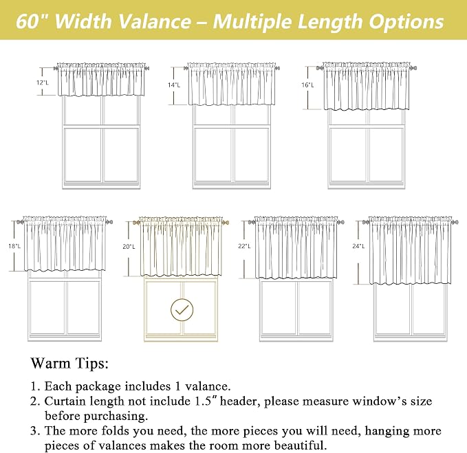 White Valances for Windows, Light Filtering Faux Linen Textured Small Short - Image 3