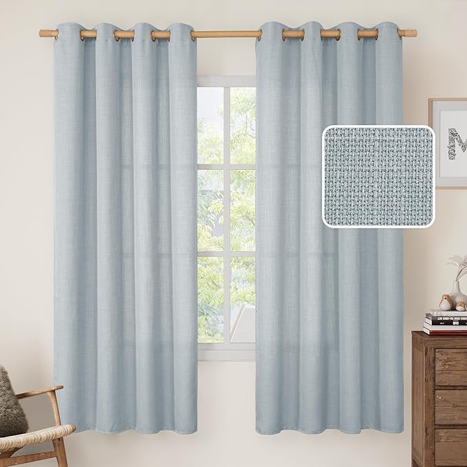 LAMIT 72 inch Linen Curtains for Living Room, Grommet Thick Linen Textured by LAMIT