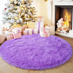 3'x3' Purple Round Rug for Bedroom, Ultra Soft Fluffy Circle Rug for Kids Girls - Image 7