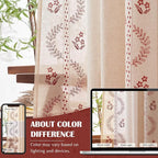 jinchan Belrose Linen Curtains for Bedroom Floral Curtains 63 Inch Length Linen - Image 8