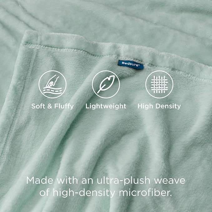 Bedsure GentleSoft Fleece Blanket California King Sage Green - Image 4