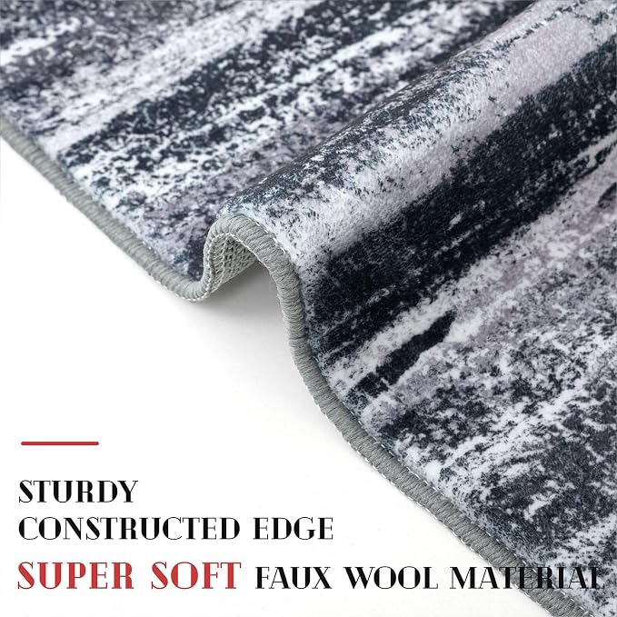 Lansny Modern Abstract Entryway Rug Indoor 2x3 Washable Rug Non-Slip Soft Small - Image 4
